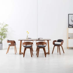 vidaXL Chaises à manger lot de 6 gris foncé tissu et bois courbé - TU