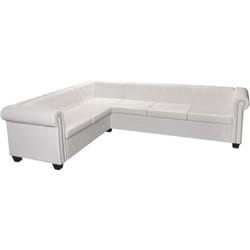 Canapé d'angle Chesterfield 6 places en similicuir blanc Vidaxl