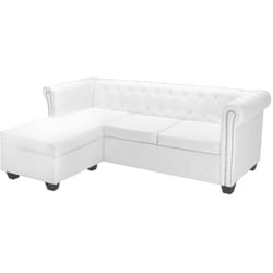 Vidaxl - Canapé Chesterfield en l en cuir synthétique blanc