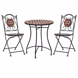vidaXL Ensemble de bistro 3 pcs mosaïque Carreau céramique Terre cuite - TU