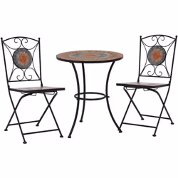 Ajoutez une touche romantique à votre jardin, terrasse ou balcon avec cet ensemble de bistrot en mosaïque. Ce sera un grand p ...