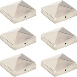 Bouchons de poteau de clôture pyramidaux 6 pcs Inox 81x81 mm