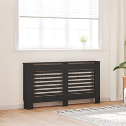 Couverture du radiateur noir dans les lattes horizontales variées du mdf Taille : 152x19x81 cm
