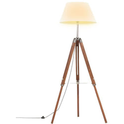 Vidaxl - Lampadaire à trépied Marron miel et blanc Bois de teck 141 cm