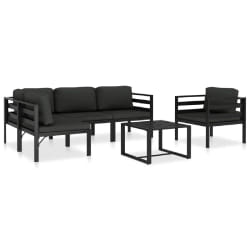 vidaXL Salon de jardin 6 pcs avec coussins Aluminium Anthracite - TU