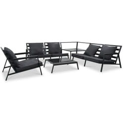 Salon de jardin 5 pcs avec coussins Aluminium Gris foncé vidaXL