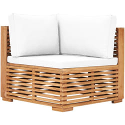Vidaxl - Canapé d'angle de jardin avec coussin crème Bois de teck solide