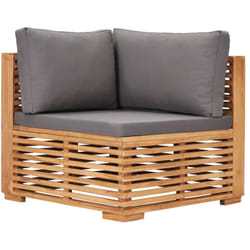Canapé D'Angle De Jardin Avec Coussin Gris Bois De Teck Solide Vidaxl