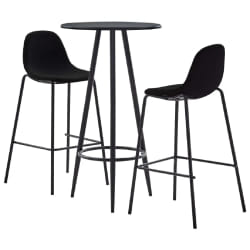 vidaXL Ensemble de Bar 3 pcs Tissu Noir