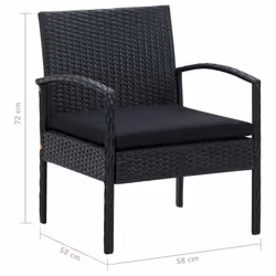 VidaXL 45797 chaise d'extérieur Terrace Siège rembourré Polyester, Polyuréthane, Acier Noir - Vue supplémentaire 7