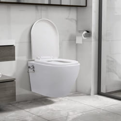 vidaXL Toilette murale sans bord à fonction de bidet Céramique Blanc - TU