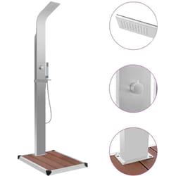 Douche D'Extérieur Avec Receveur De Douche Wpc Acier Inoxydable Vidaxl