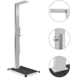 Douche D'Extérieur Avec Receveur De Douche Wpc Acier Inoxydable Vidaxl