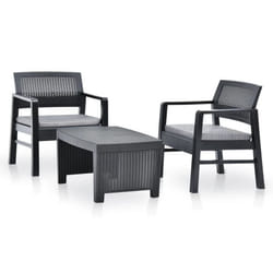 vidaXL Salon de jardin 3 pcs Plastique Anthracite - TU