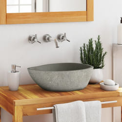 vidaXL Lavabo en pierre de rivière Ovale (37-46)x(29-36) cm - TU
