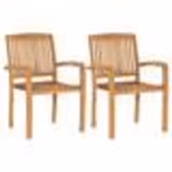 vidaXL Chaises empilables à manger de jardin lot de 2 Bois teck solide - TU