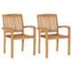 vidaXL Chaises empilables à manger de jardin lot de 2 Bois teck solide - TU