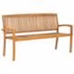 vidaXL Banc 3 places empilable de jardin 159 cm Bois de teck solide - TU