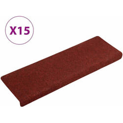 vidaXL Tapis d'escalier autocollants 15 pièces 65 x 21 x 4 cm Bordure rectangulaire rouge bordeaux