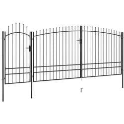 Portail De Clôture De Jardin Avec Dessus En Lance 5x2,45 M Noir Vidaxl