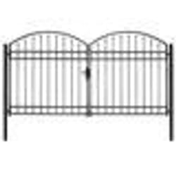 vidaXL Portillon double porte avec dessus arqué Acier 300x175 cm Noir - TU
