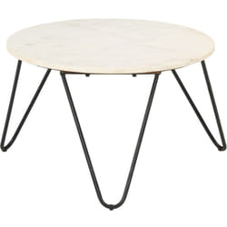 Table basse Blanc 65x65x42 cm Pierre véritable texture marbre Vidaxl