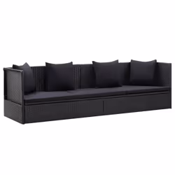 VidaXL 46087, Terrace, Siège rembourré, Polyester, Polyuréthane, Acier, Noir, 600 mm, 2000 mm