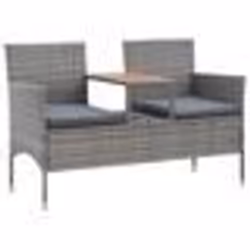 vidaXL Banc de jardin 2 places et table à thé 143 cm poly rotin gris - TU