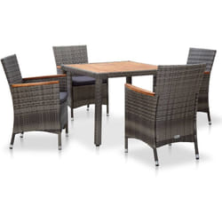 Ensemble à manger de jardin coussins 5pcs Résine tressée Gris Vidaxl