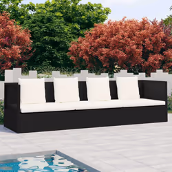 VidaXL 49391, Terrace, Siège rembourré, Polyéthylène, Rotin, Acier, Noir, Crème, Blanc, Polyester, 600 mm