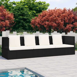 VidaXL 49391 chaise d'extérieur Terrace Siège rembourré Polyéthylène, Rotin, Acier Noir, Crème, Blanc