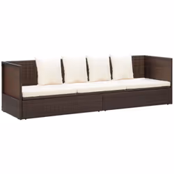 VidaXL 49392, Terrace, Siège rembourré, Polyéthylène, Rotin, Acier, Marron, Crème, Blanc, Polyester, 600 mm