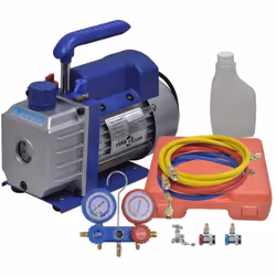 Ce kit à outils complet de réfrigérant comprend la pompe à vide et le jeu de jauges de manomètres à 2 voies dans une mallette ...