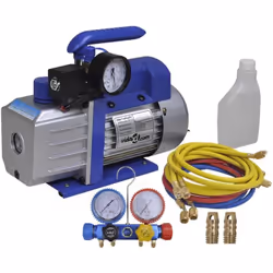 Ce kit à outils complet de réfrigérant comprend la pompe à vide avec jauge et le jeu de jauges de manomètres à 4 voies. Cette ...