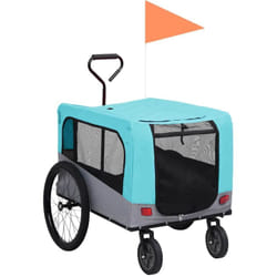 Vidaxl - Remorque de vélo pour chiens et poussette 2-en-1 bleu et gris