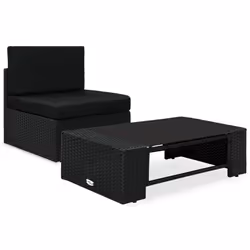 vidaXL Salon de jardin 2 pcs Résine tressée Noir - TU