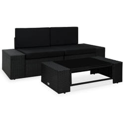 Vidaxl - Salon de jardin 3 pcs Résine tressée Noir