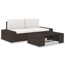 vidaXL Salon de jardin 3 pcs Résine tressée Marron - TU