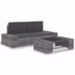 vidaXL Salon de jardin 3 pcs Résine tressée Gris - TU