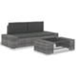 vidaXL Salon de jardin 3 pcs Résine tressée Gris - TU