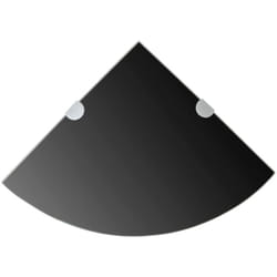 Tagères d'angle 2 pcs et supports chromés Verre Noir 25x25 cm Vidaxl