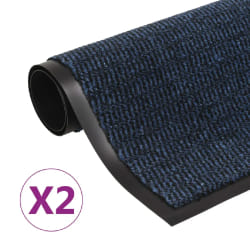 vidaXL Paillassons rectangulaires 2 pcs 90 x 150 cm Bleu - TU