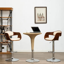 Vidaxl - Chaises de bar lot de 2 crème bois courbé et similicuir