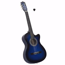 vidaXL Guitare découpée classique occidentale 6 cordes Bleu ombré 38"