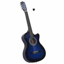 vidaXL Guitare découpée classique occidentale 6 cordes Bleu ombré 38"