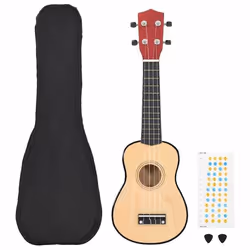 vidaXL Jeu de ukulélé soprano avec sac pour enfants bois clair 21"