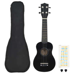 vidaXL Jeu de ukulélé soprano avec sac pour enfants Noir 21"