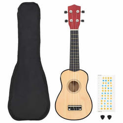 vidaXL Jeu de ukulélé soprano avec sac pour enfants bois clair 23"