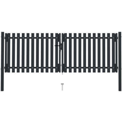 Portail de clôture à double porte Acier 306x150 cm Anthracite vidaXL