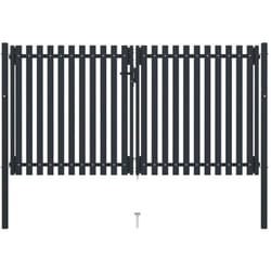 Portail de clôture à double porte Acier 306x220 cm Anthracite